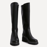 Gravity Black Long Low Heel Boots