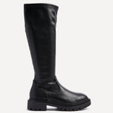 Hallie Black Faux Leather Long Boots