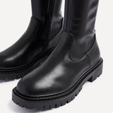 Hallie Black Faux Leather Long Boots