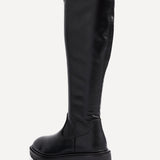 Hallie Black Faux Leather Long Boots