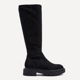 Hallie Black Faux Suede Long Boots