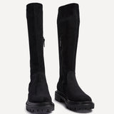 Hallie Black Faux Suede Long Boots