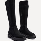 Hallie Black Faux Suede Long Boots