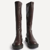 Hallie Brown Faux Leather Long Boots