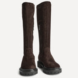 Hallie Brown Faux Suede Long Boots
