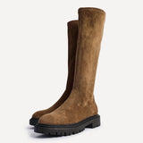 Hallie Tan Faux Suede Long Boots