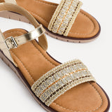 Halo Gold Embellished Sandals