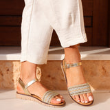 Halo Gold Embellished Sandals
