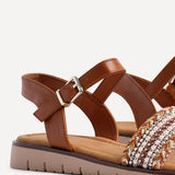 Halo Tan Embellished Sandals