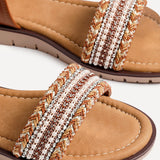 Halo Tan Embellished Sandals