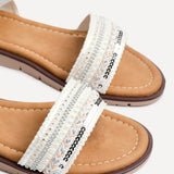 Halo White Embellished Sandals