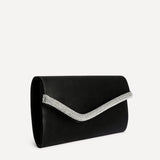 Aveline Black Satin Clutch Bag