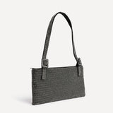 Fantasy Black Satin Diamante Shoulder Bag
