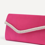 Aveline Pink Satin Clutch Bag