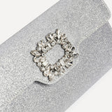 Wonder Silver Satin Diamante Clutch Bag