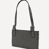 Fantasy Black Satin Diamante Shoulder Bag