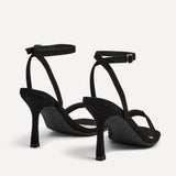 Hannah Black Faux Suede Barely There Heel