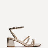 Hariette Gold Faux Leather Plaited Heels