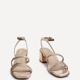Hariette Gold Faux Leather Plaited Heels