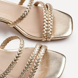 Hariette Gold Faux Leather Plaited Heels