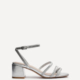 Hariette Silver Faux Leather Plaited Heels