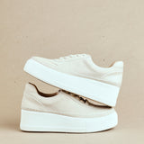 Harlem Nude Faux Suede and Leather Platform Trainer