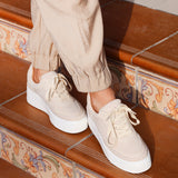 Harlem Nude Faux Suede and Leather Platform Trainer