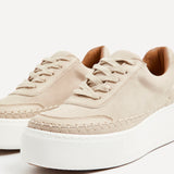 Harlem Nude Faux Suede and Leather Platform Trainer