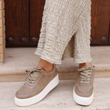 Harlem Mocha Faux Suede and Leather Platform Trainer