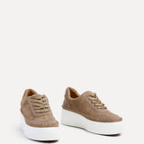 Harlem Mocha Faux Suede and Leather Platform Trainer