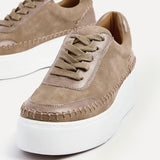 Harlem Mocha Faux Suede and Leather Platform Trainer