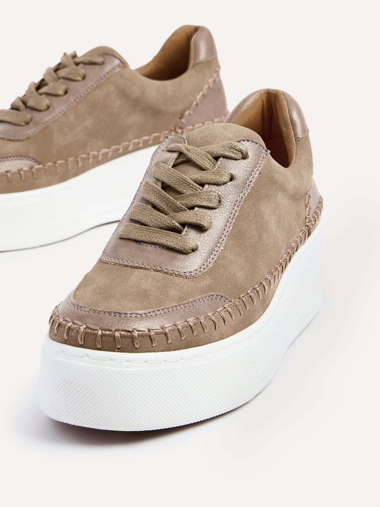 Harlem Mocha Faux Suede Leather Platform Trainer