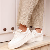 Harlem White Faux Leather Platform Trainer