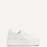 Harlem White Faux Leather Platform Trainer