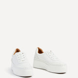 Harlem White Faux Leather Platform Trainer