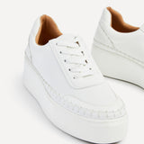 Harlem White Faux Leather Platform Trainer