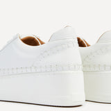 Harlem White Faux Leather Platform Trainer