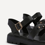 Hattie Black Gladiator Chunky Sandals
