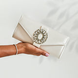 Heaven Bridal Ivory Satin Clutch Bag