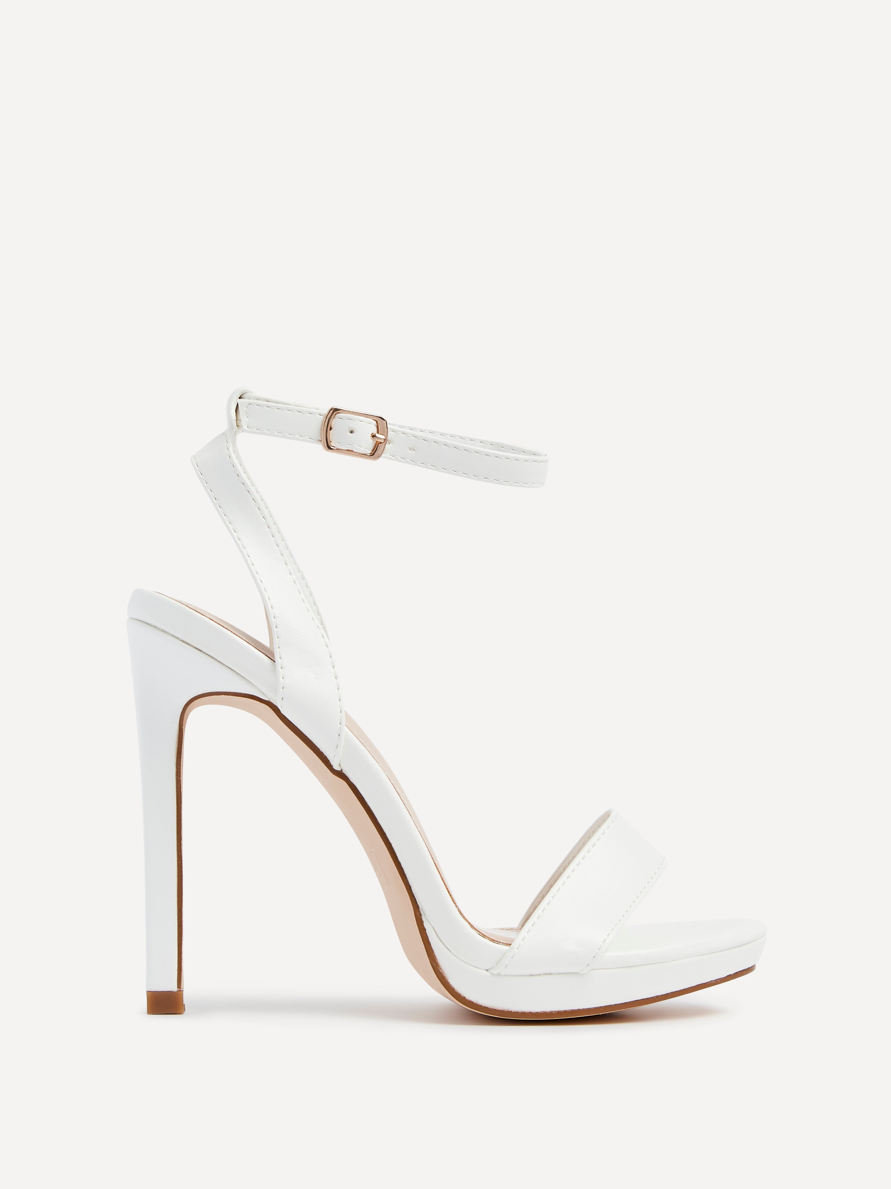 White Open Back Barely There Stiletto Sandal – Linzi