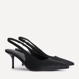 Highlight Black Lycra Stiletto Court Heels