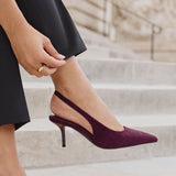 Highlight Burgundy Faux Suede Stiletto Court Heels