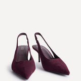 Highlight Burgundy Faux Suede Stiletto Court Heels