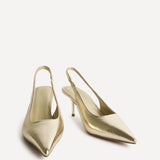 Highlight Gold Faux Leather Stiletto Court Heels