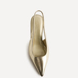 Highlight Gold Faux Leather Stiletto Court Heels