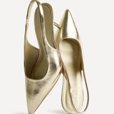 Highlight Gold Faux Leather Stiletto Court Heels