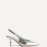 Highlight Silver Faux Leather Stiletto Court Heels