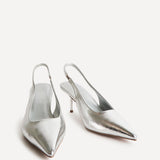 Highlight Silver Faux Leather Stiletto Court Heels