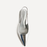 Highlight Silver Faux Leather Stiletto Court Heels