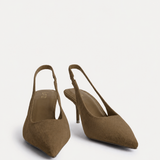 Highlight Taupe Faux Suede Stiletto Court Heels